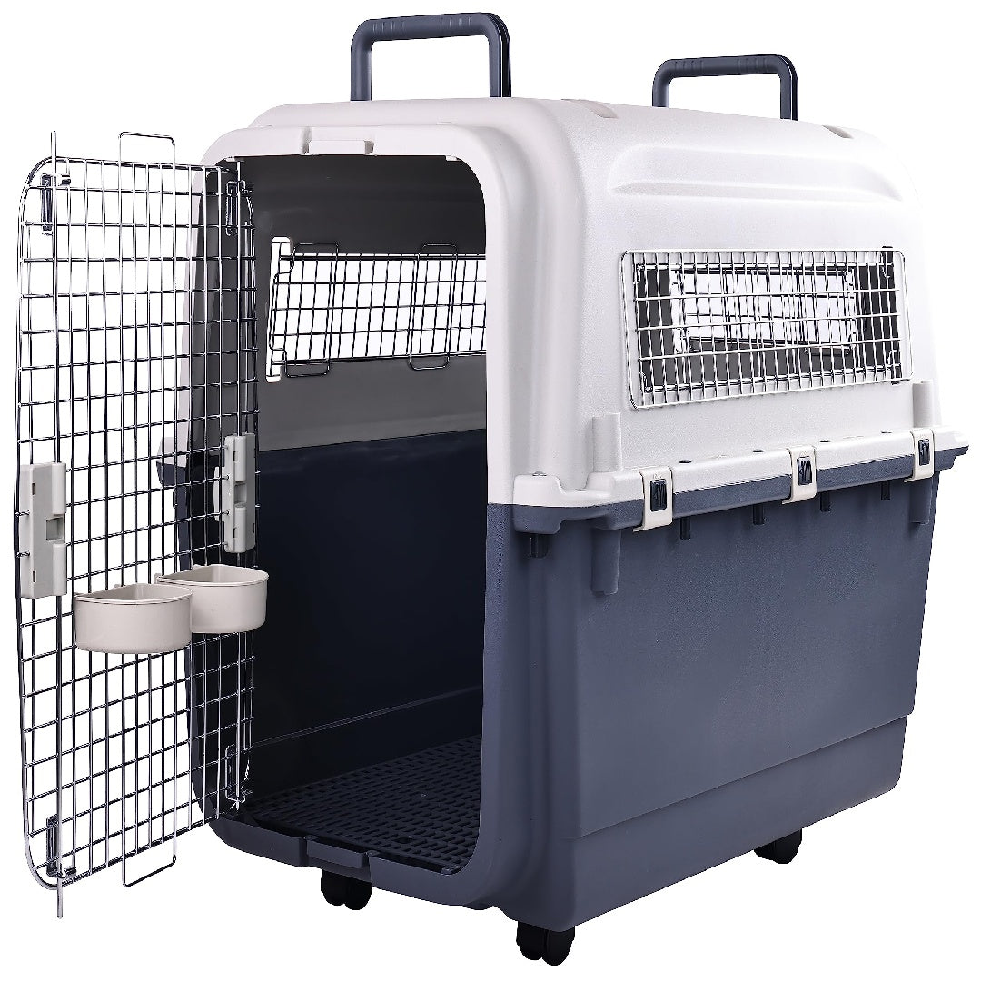 Only Supports Self Pickup Plastic Dog Kennel, Pet Transport, Rolling Plastic Airline Approved Wire Door Travelling Dog Crate, Small-Medium-Large