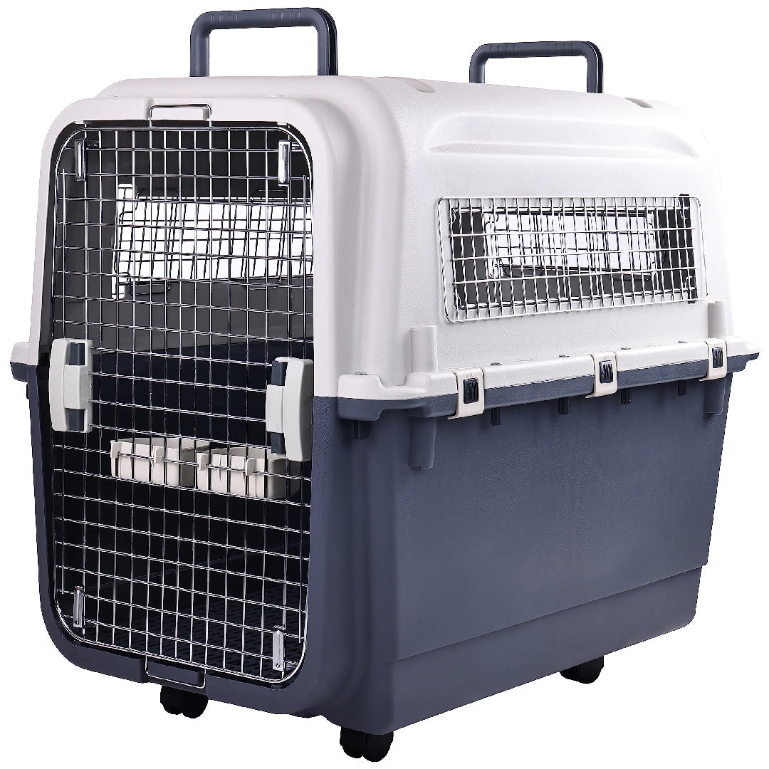 Only Supports Self Pickup Plastic Dog Kennel, Pet Transport, Rolling Plastic Airline Approved Wire Door Travelling Dog Crate, Small-Medium-Large