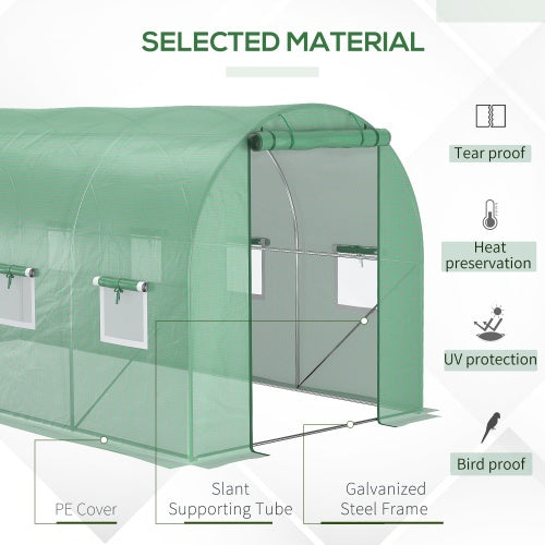 Walk In Tunnel Circular Greenhouse With Mesh Doors And 8 Windows
