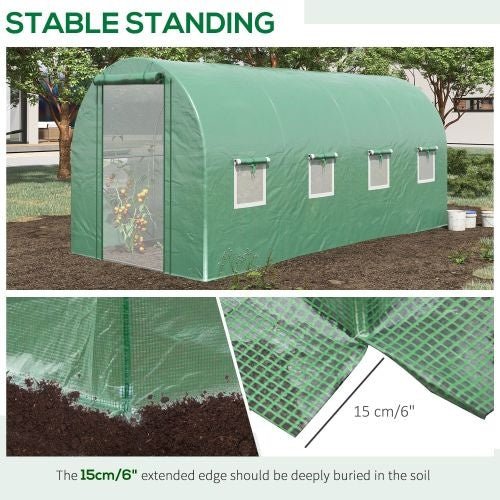 Walk In Tunnel Circular Greenhouse With Mesh Doors And 8 Windows