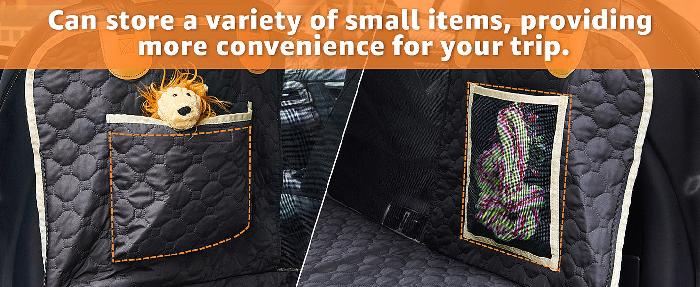 Back Seat Extender For Dogs Waterproof Dog Car Seat Cover Hard Bottom-Detachable,600D Heavy Duty Scratch Proof Nonslip Soft,Dog Hammock For Car,SUVs Take A Handbag