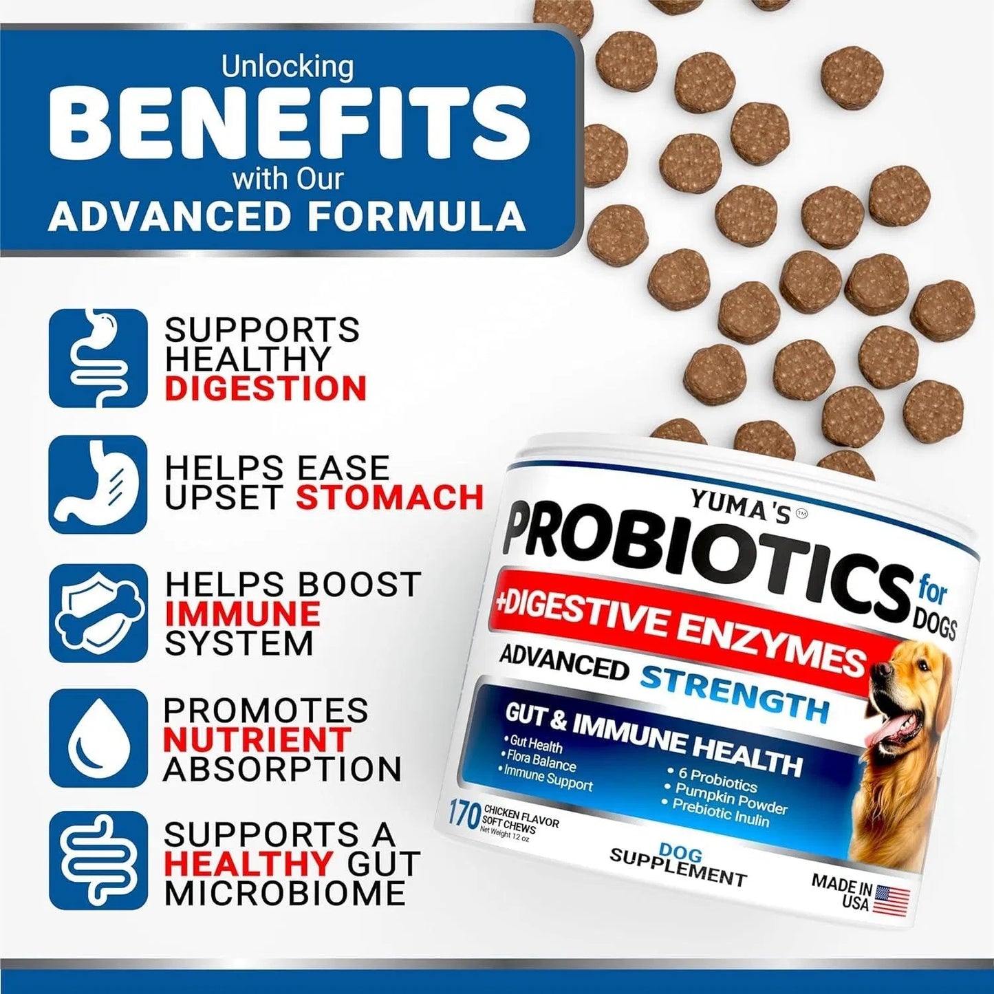2 Pack Probiotics For Dogs And Digestive Enzymes Dog Probiotics Chews Anti Diarrhea Upset Stomach Gas Relief Constipation Canine Prebiotic Pet Fiber Supplement 340 Chews