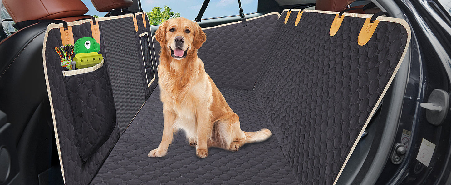 Back Seat Extender For Dogs Waterproof Dog Car Seat Cover Hard Bottom-Detachable,600D Heavy Duty Scratch Proof Nonslip Soft,Dog Hammock For Car,SUVs Take A Handbag