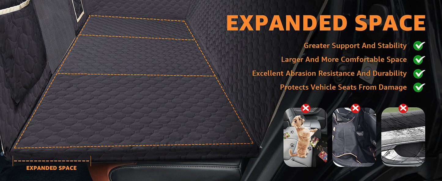 Back Seat Extender For Dogs Waterproof Dog Car Seat Cover Hard Bottom-Detachable,600D Heavy Duty Scratch Proof Nonslip Soft,Dog Hammock For Car,SUVs Take A Handbag